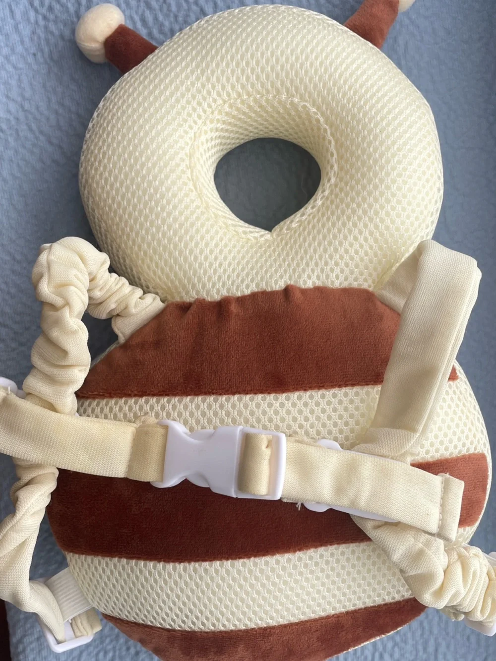 Baby Head Protection Pillow - Cream and Brown Infant Safety Cushion